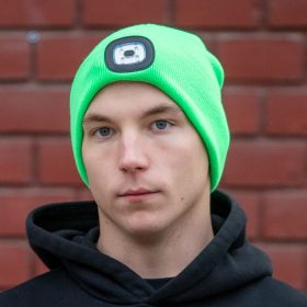   LED lámpás sapka, lime zöld (újratölthető, beépített akkumulátorral)