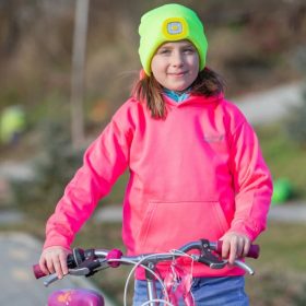   Strapabíró gyerek kapucnis pulóver vibráló, neon pink színben