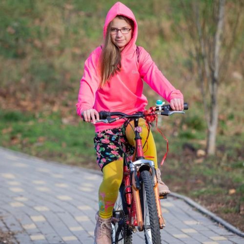 Strapabíró gyerek kapucnis pulóver vibráló, neon pink színben