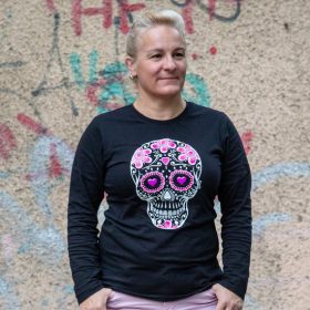   Sötétben világító CUKORKOPONYA hosszú ujjú, fekete női póló